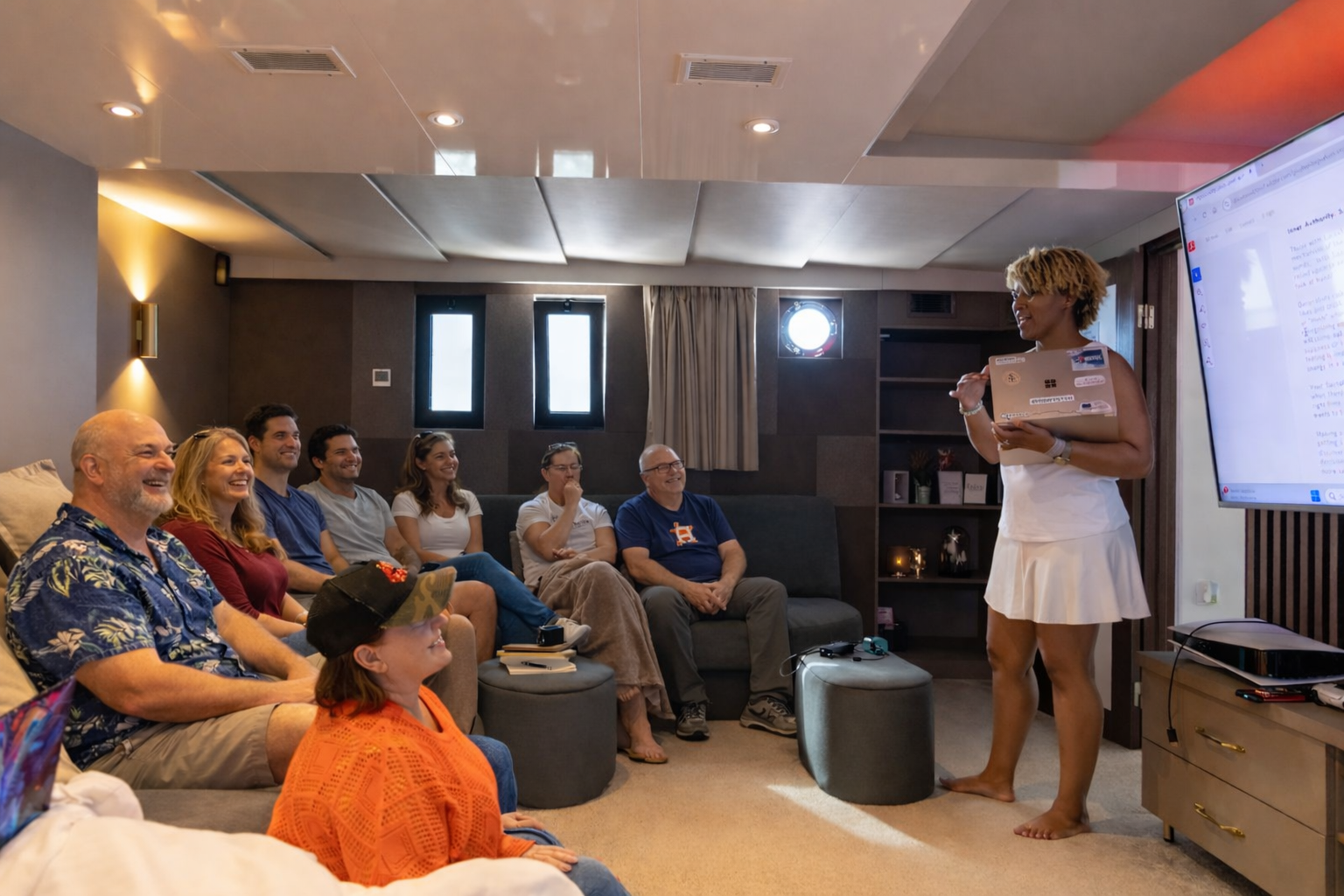 Kafi facilitating Human Design Workshop on yacht in Croatia